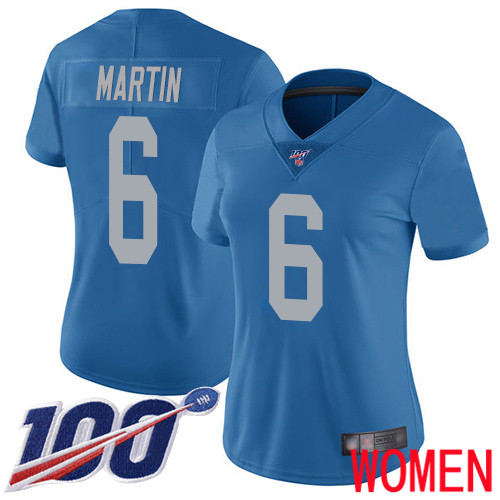Detroit Lions Limited Blue Women Sam Martin Alternate Jersey NFL Football 6 100th Season Vapor Untouchable